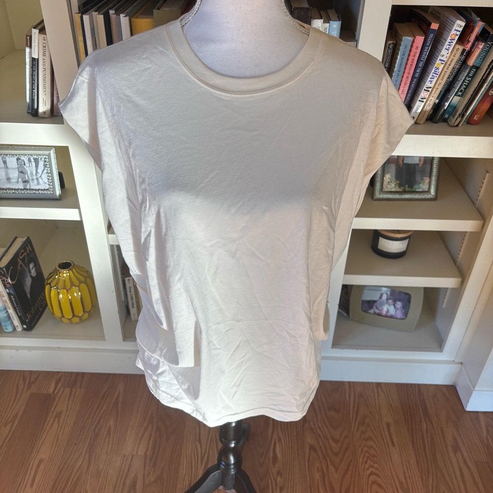 Pistola Trina Tee in Cream Size‎ XS Cap Sleeves Boxy Oversized 100% Cotton
